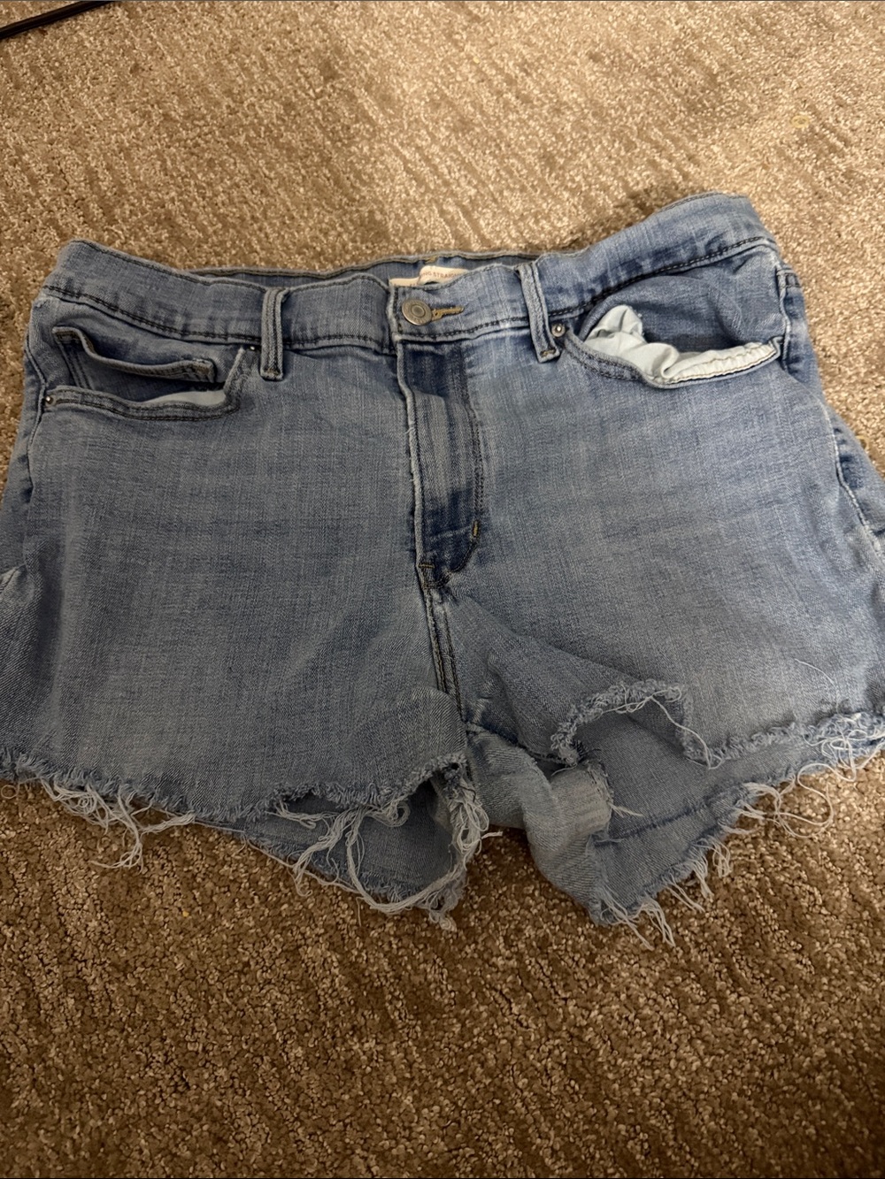 Levi's Light Blue Distressed Denim Cutoff Shorts